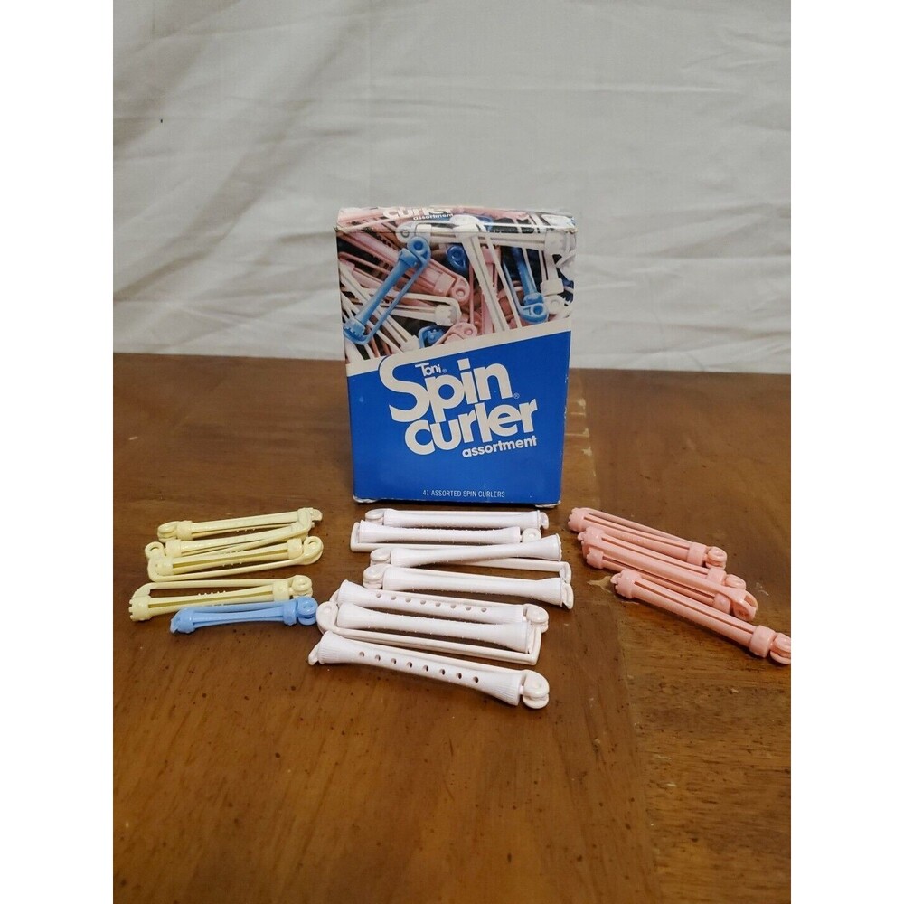 Gilette Toni Perm Spin Curlers Assortment 41 Assorted Blue Pink White & Extras